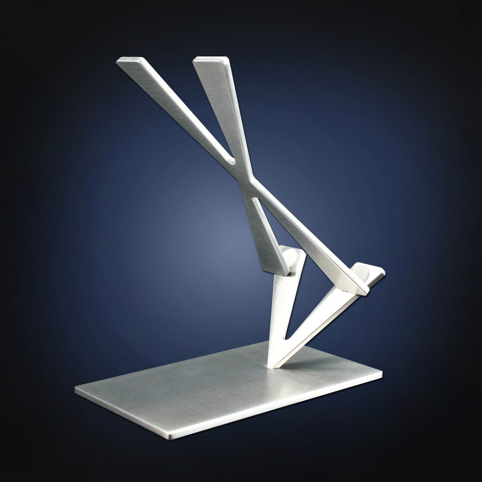 Modern Cell Phone Stand, Stainless Steel, Satin Finish.