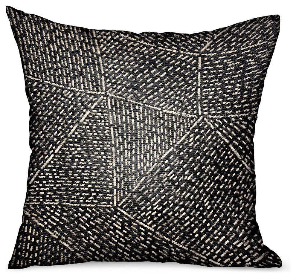 Plutus Onyx Way Gray Geometric Luxury Outdoor/Indoor Throw Pillow, 22"x22"
