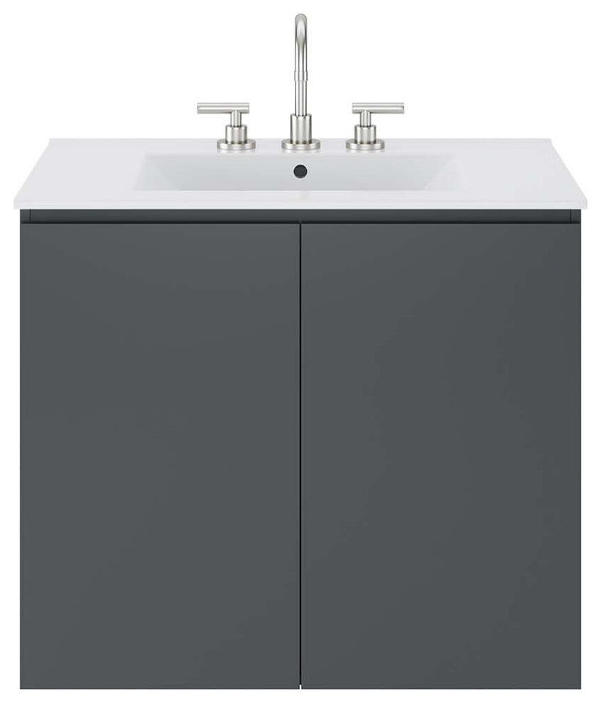 Bryn 30" Wall-Mount Bathroom Vanity, Gray White