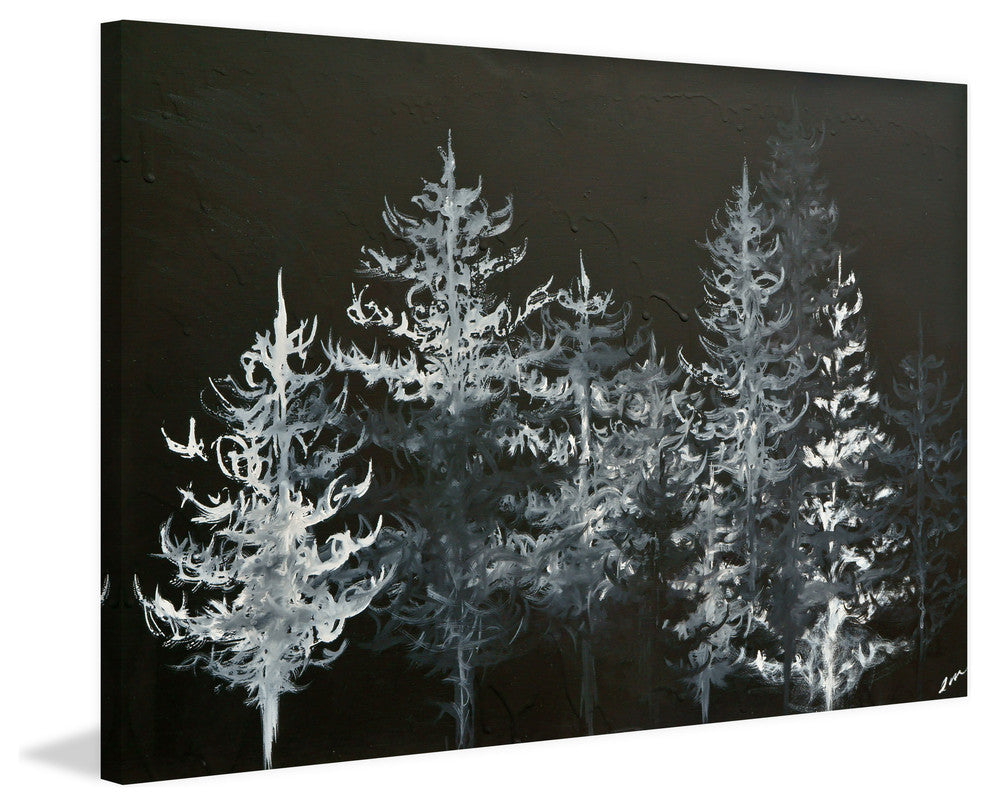 "Trees in Moonlight" Painting Print on Wrapped Canvas, 18x12