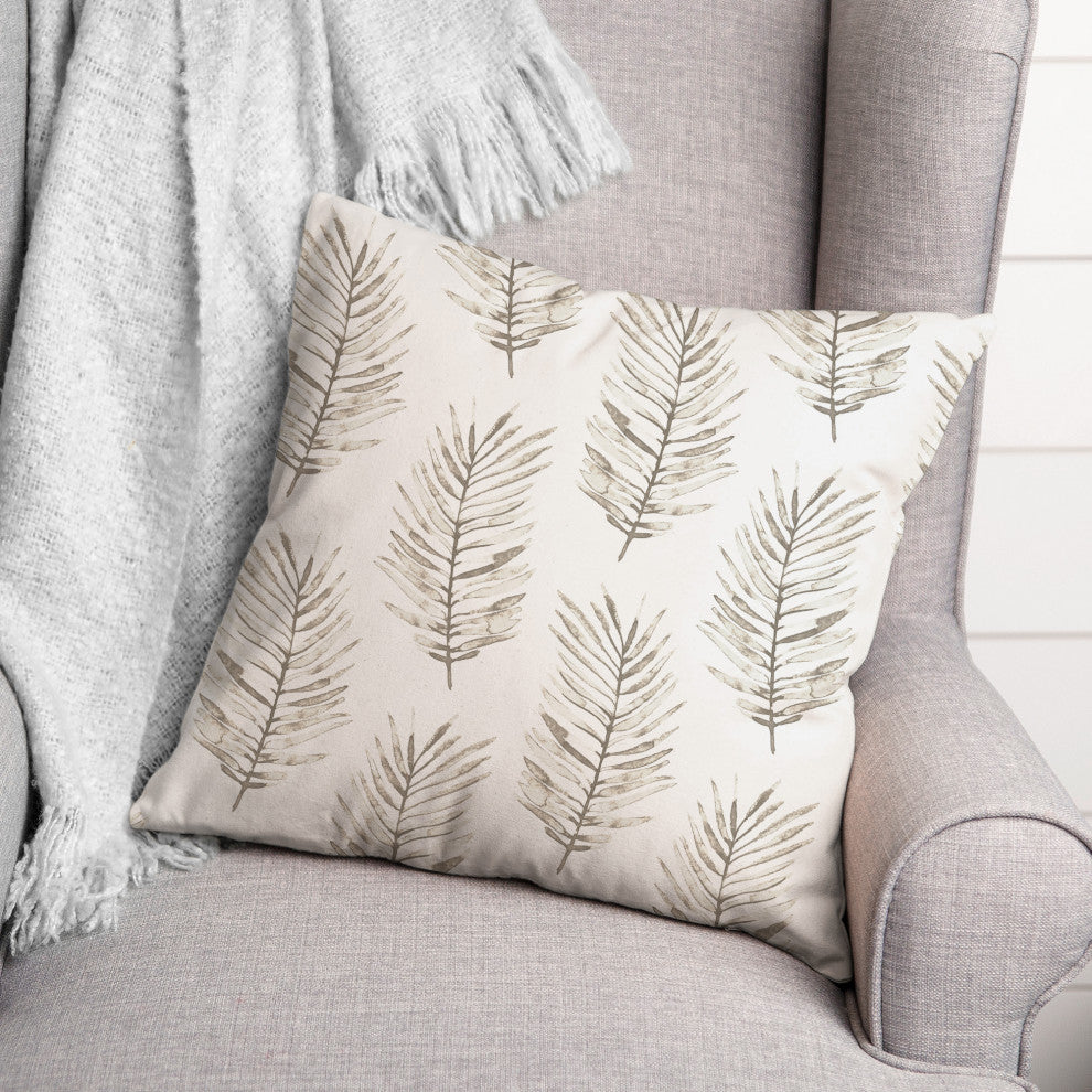 White Fern Pattern 18x18 Indoor/Outdoor Pillow