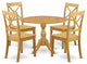 5 Pc Dining Set, Room Table, 4 Oak Wooden Chairs, X-Back, Oak Finish