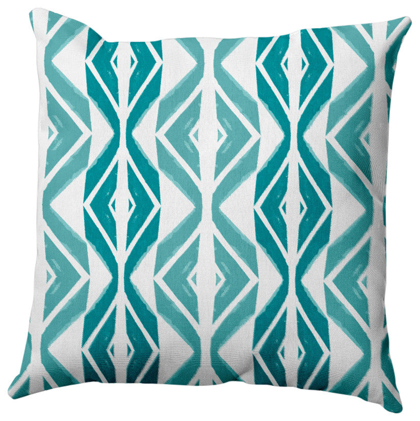 Diamond Graffiti Outdoor Pillow, Teal, 16"x16"