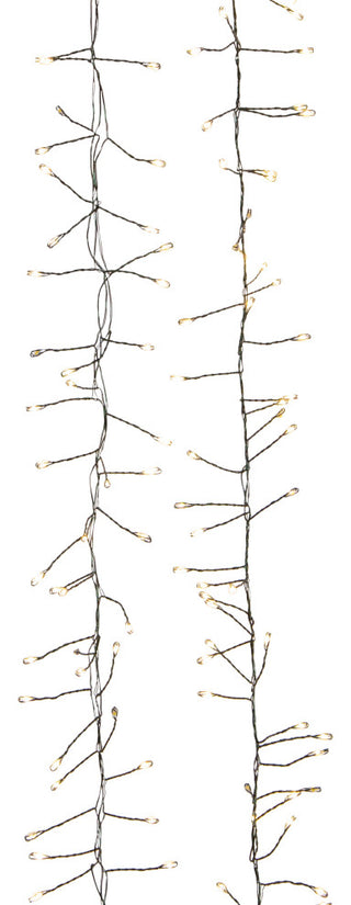 7.8' 240 Light, Twinkle Warm White LED Fairy Light Cluster Garland