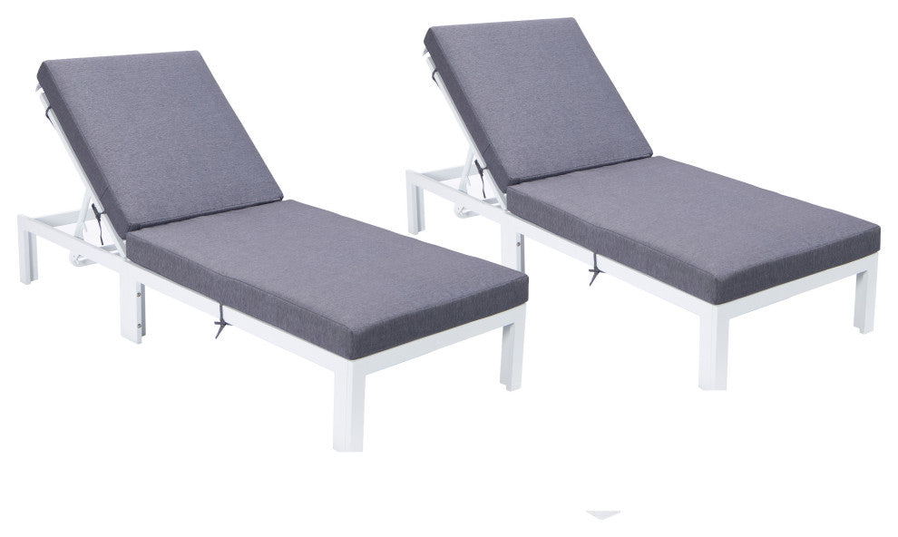 Chelsea White Patio Chaise Lounge Chairs, 2-Piece Set, Blue
