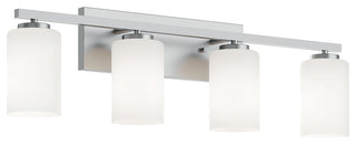 Leo 31" Vanity, Clear Glass Shade, Satin Nickel Finish