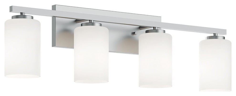 Leo 31" Vanity, Clear Glass Shade, Satin Nickel Finish