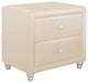 Beige Upholstered 2 Drawer Nightstand
