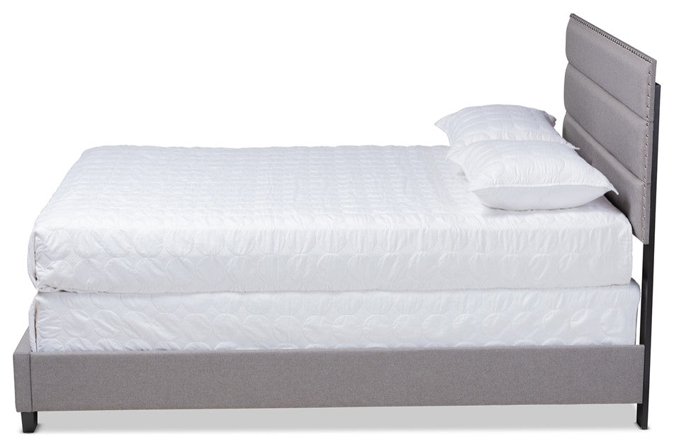 Modern Grey Fabric Upholstered King Size Bed