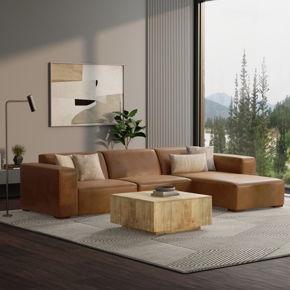 Rex Right Chaise Sofa Module in Genuine Leather