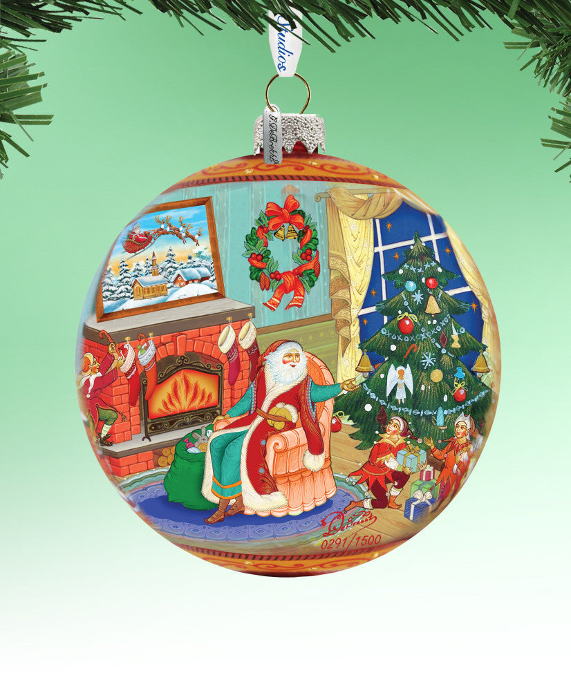 Hand Painted Scenic Glass Ornament Christmas Eve Ball, Limited Edition