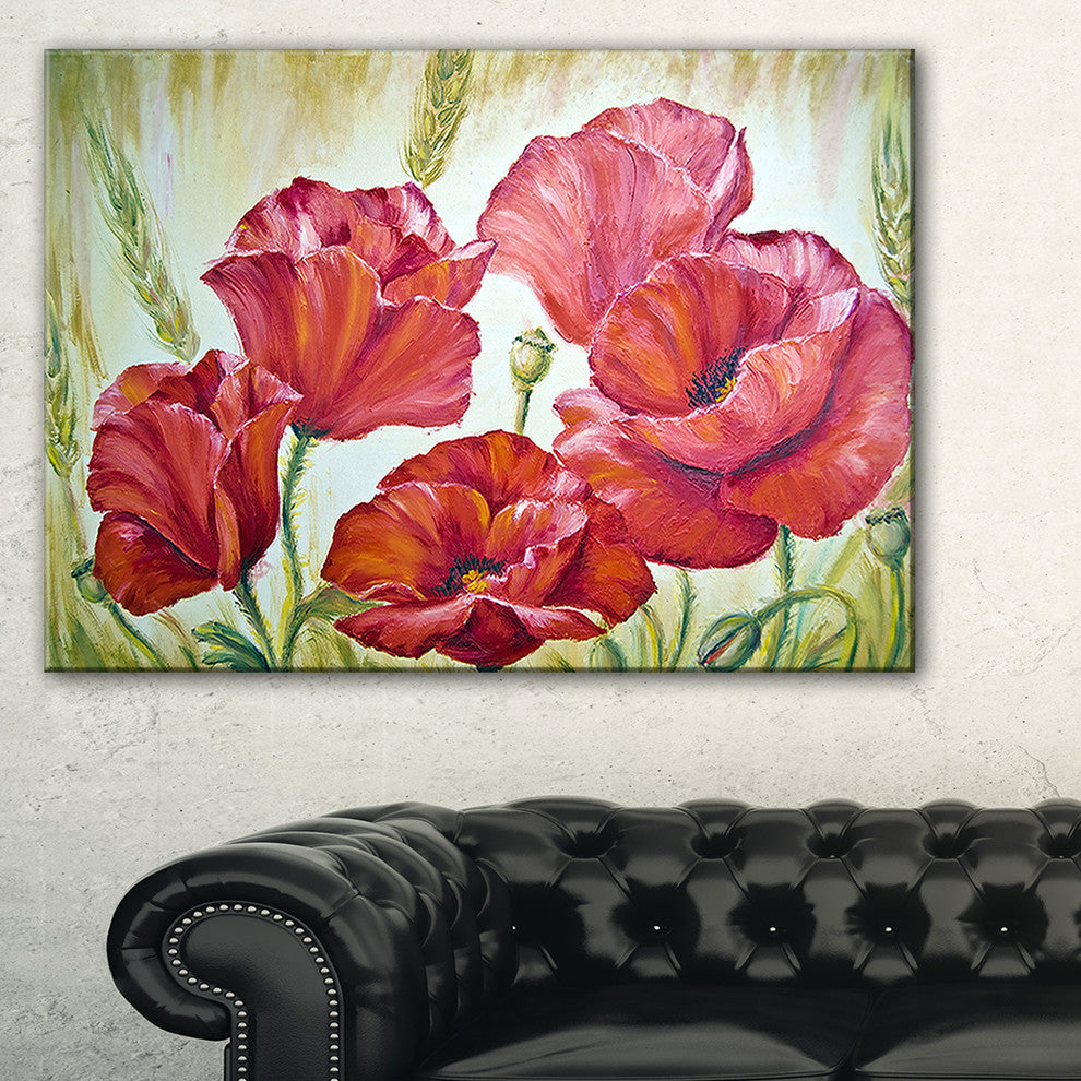 "Poppies in Wheat" Wall Art Canvas, 32"x16"