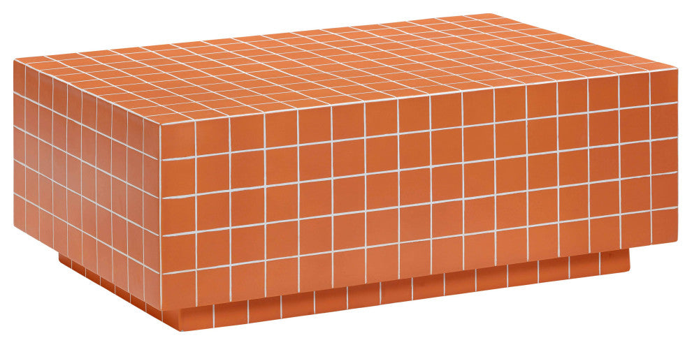 Mixie Taupe Tile Indoor / Outdoor Coffee Table, Brick Orange
