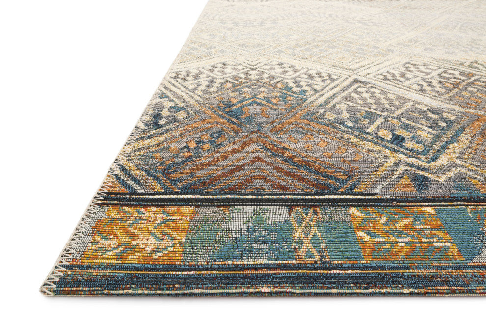 Mika In/out Area Rug by Loloi, Ivory / Mediterranean, 5'3"x7'8"