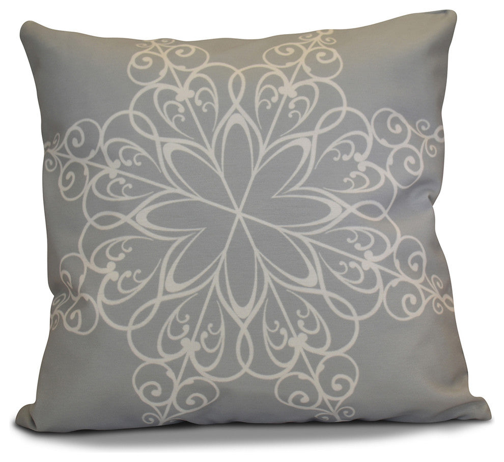 Decorative Holiday Pillow Geometric Print, Gray, 18"x18"
