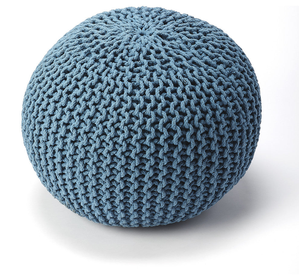 BUTLER PINCUSHION BLUE WOVEN POUFFE