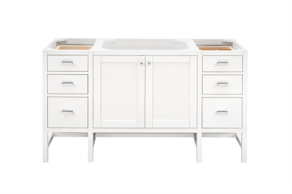 Addison 60" Single Vanity Cabinet, Glossy White, Glossy White, No Top