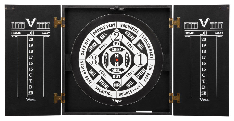 Viper Hideaway Dartboard Cabinet, Reversible Traditional and Baseball Dartboard