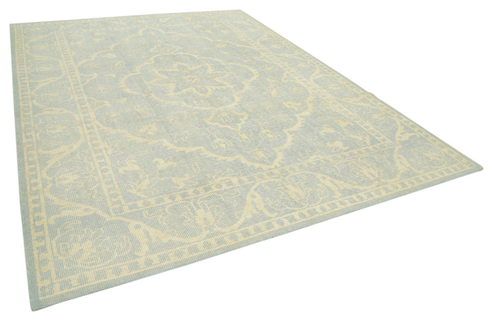 Rug N Carpet - Handwoven Oriental 8' 11" x 11' 11" Pastel Beige Oushak Rug
