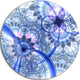 Bright Blue Fractal Floral Pattern, Floral Round Metal Wall Art, 23"