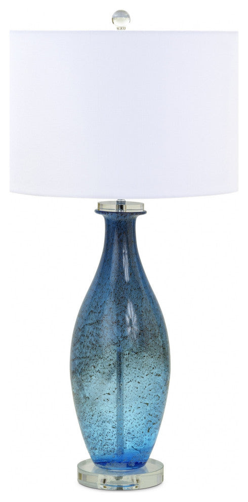 Set of 2 Shades of Blue Bubble Glass Table Lamps