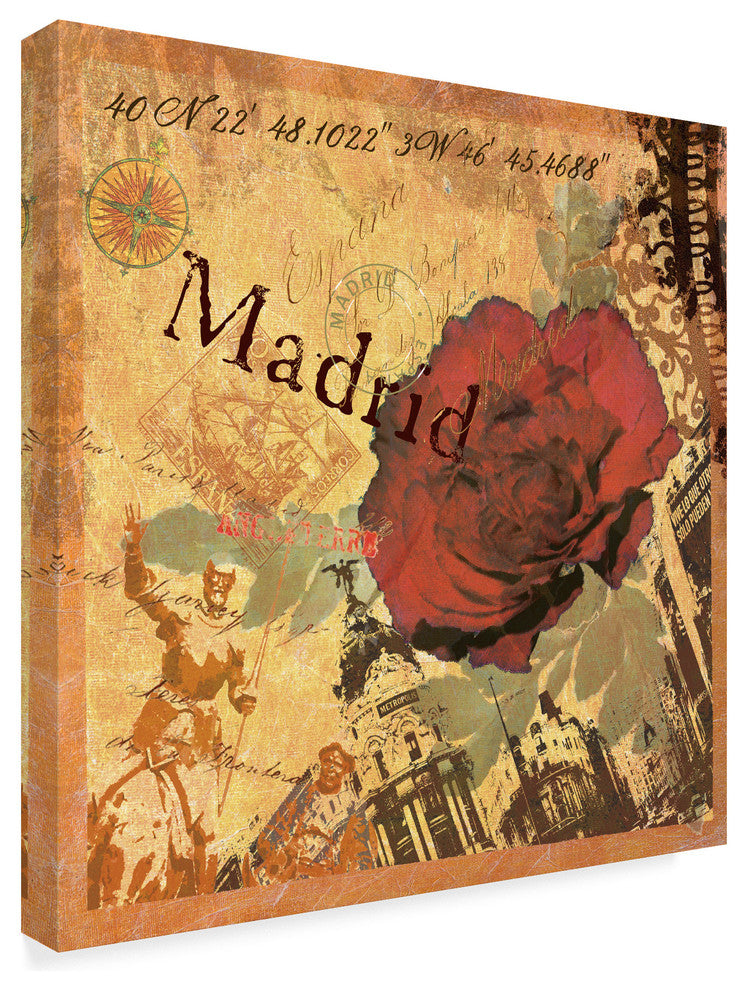 Art Licensing Studio 'Latitude And Longitude Travel To Madrid' Canvas Art