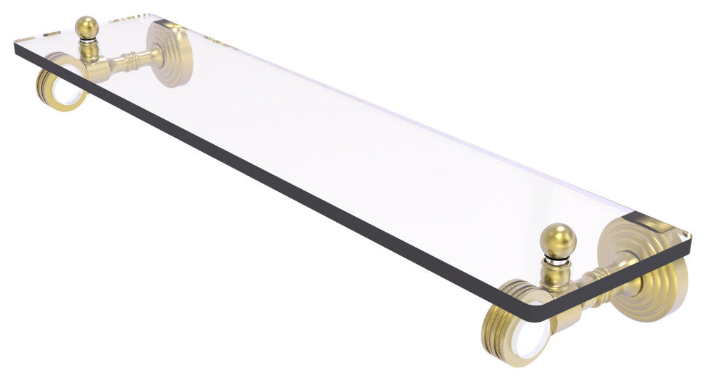 Pacific Grove 22" Glass Shelf with Dotted Accents, Satin Brass