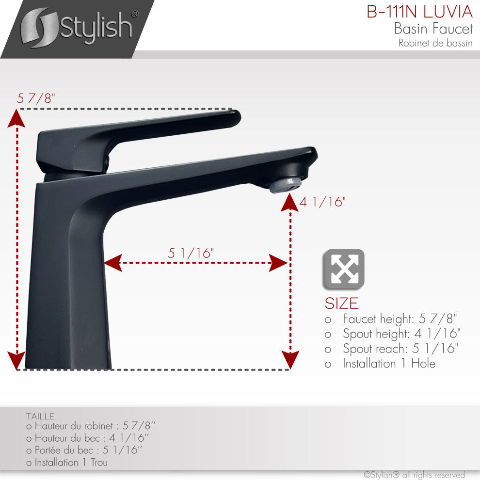 STYLISH Single Handle Bathroom Faucet - Matte Black