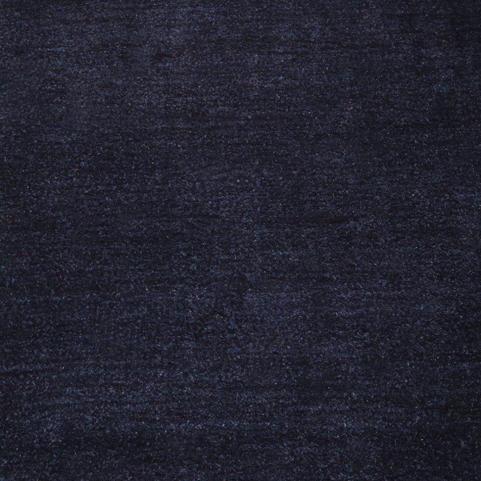 HAND KNOTTED LOOM SILK ECO-FRIENDLY AREA RUGS-Dark Blue Color,Solid Design, [Runner] 2'8"x8'