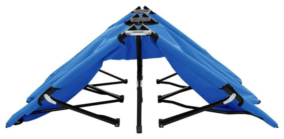 vidaXL Two Person Folding Sun Lounger Blue Steel