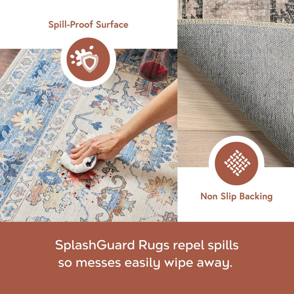 Nuloom Davi Faded Stain-Resistant Machine Washable Area Rug, Stone 4'x6'