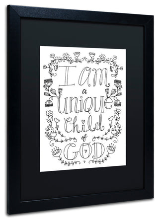Elizabeth Caldwell 'Unique Child of God' Art, Black Frame, Black Mat, 16x20