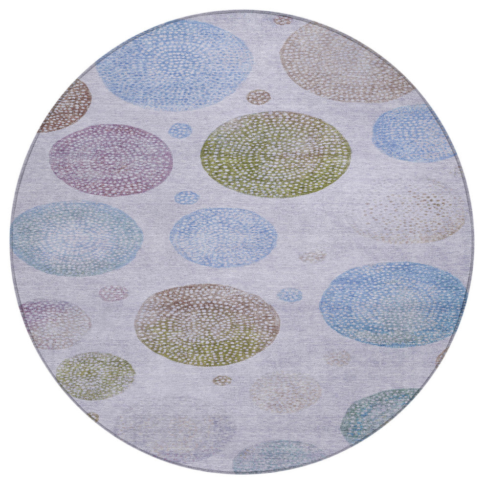 Machine Washable Indoor/Outdoor Chantille ACN1897 Violet 8' x 8' Round Rug