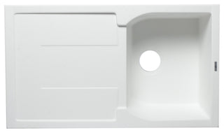 ALFI White 34" Single Bowl Granite Composite Kitchen Sink With Drainboard