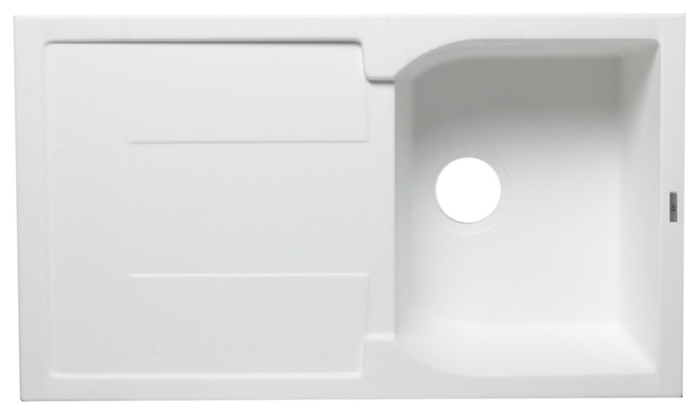 ALFI White 34" Single Bowl Granite Composite Kitchen Sink With Drainboard