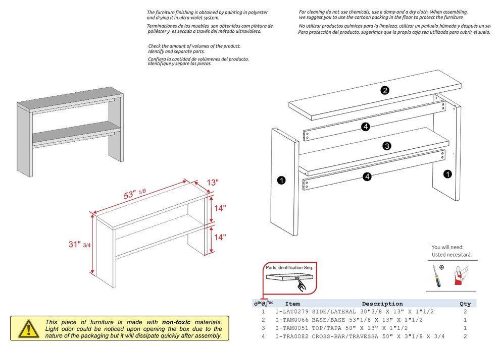 Sevilla Console Table, Distressed Brown