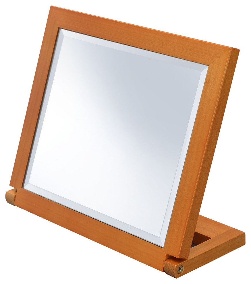 Walnut Finish Rectangle Adjustable Vanity Mirror