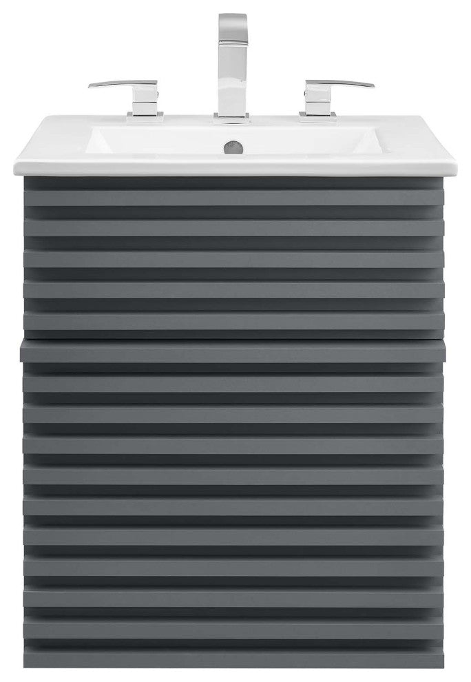 Render 18" Wall-Mount Bathroom Vanity, Gray White