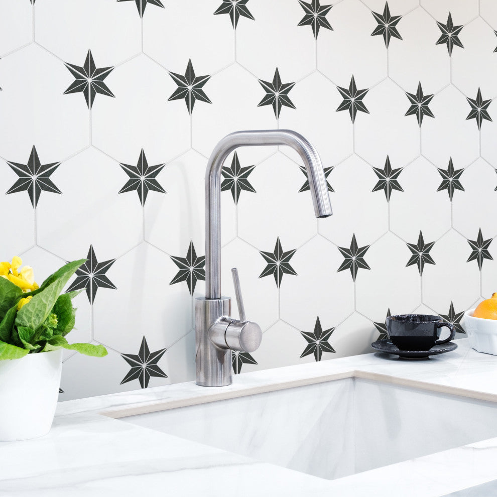 Stella Hex Nero Porcelain Floor and Wall Tile