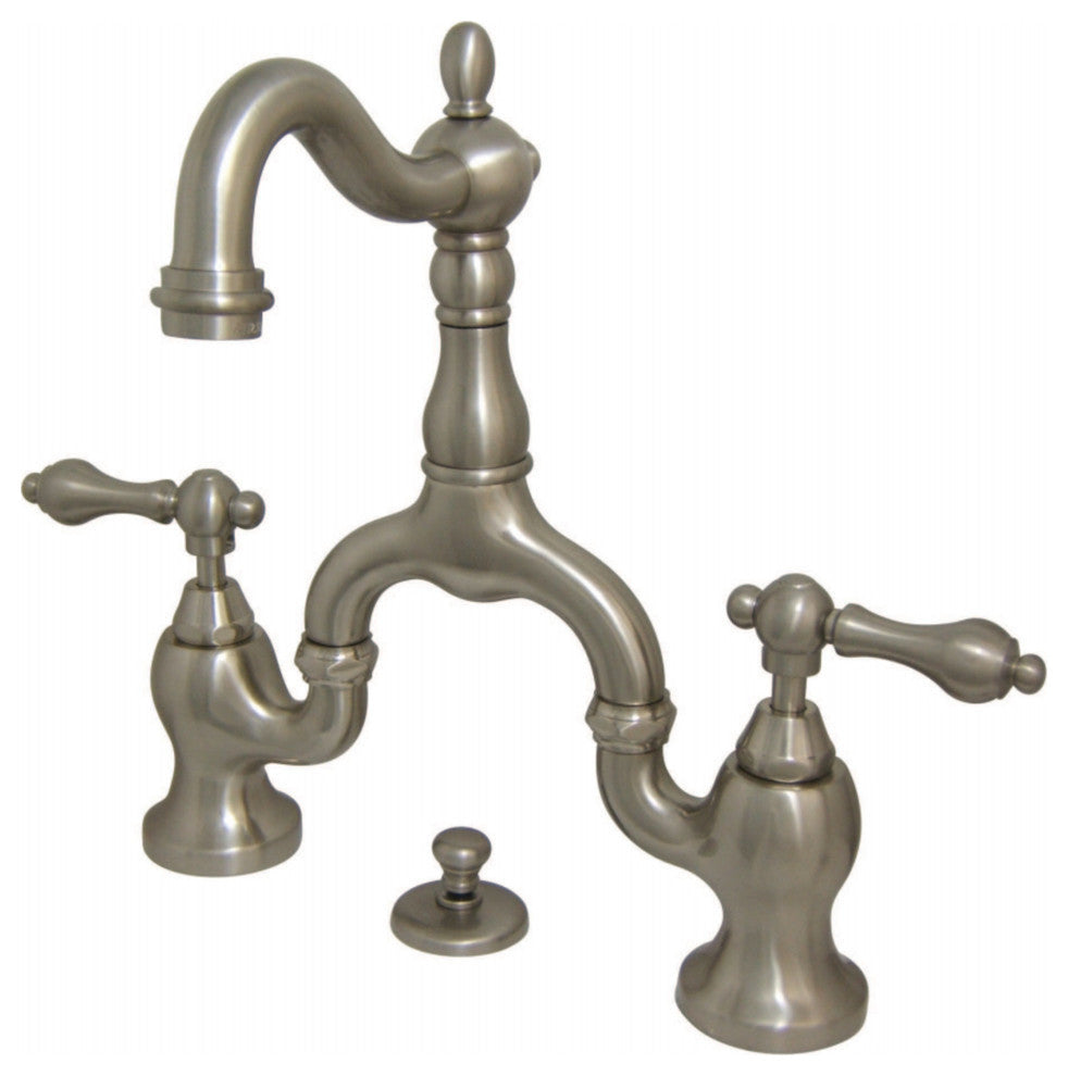 Kingston Brass Bathroom Faucet With Brass Pop-Up, Brushed Nickel