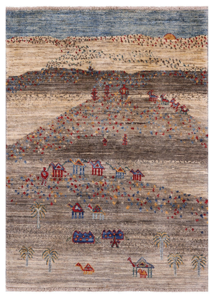 2' 9" X 3' 10" Hand-Knotted Persian Gabbeh Tribal Wool Rug - Q12653