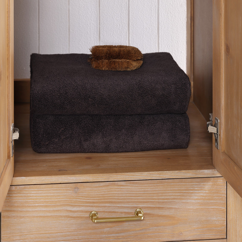 Gela Single Bath Vanity with Ceramic Basin Top, Fir Wood Brown, 24", No Mirror