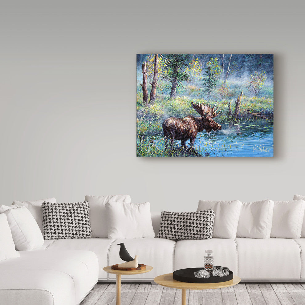Jeff Tift 'Moose Painting' Canvas Art, 32"x24"