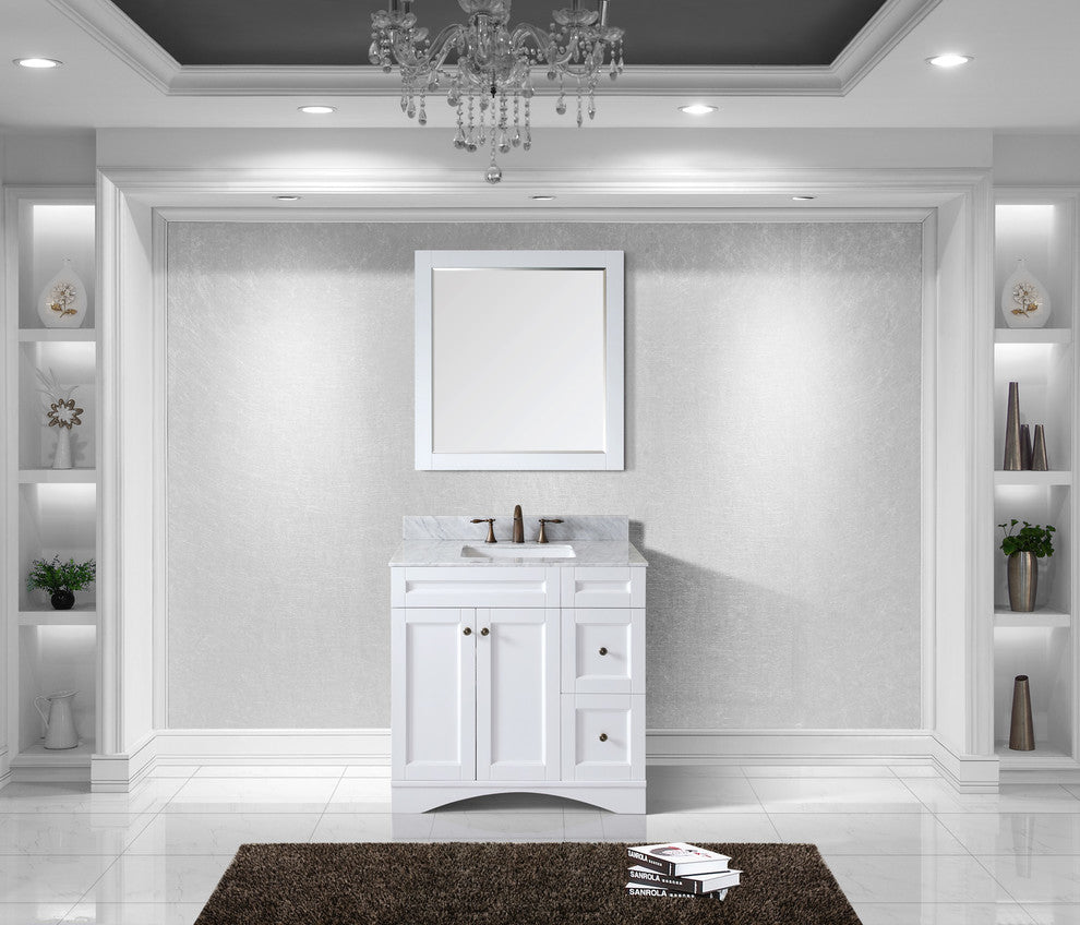 Elise 36" Single Bathroom Vanity, White, Square Sink_mirror Included