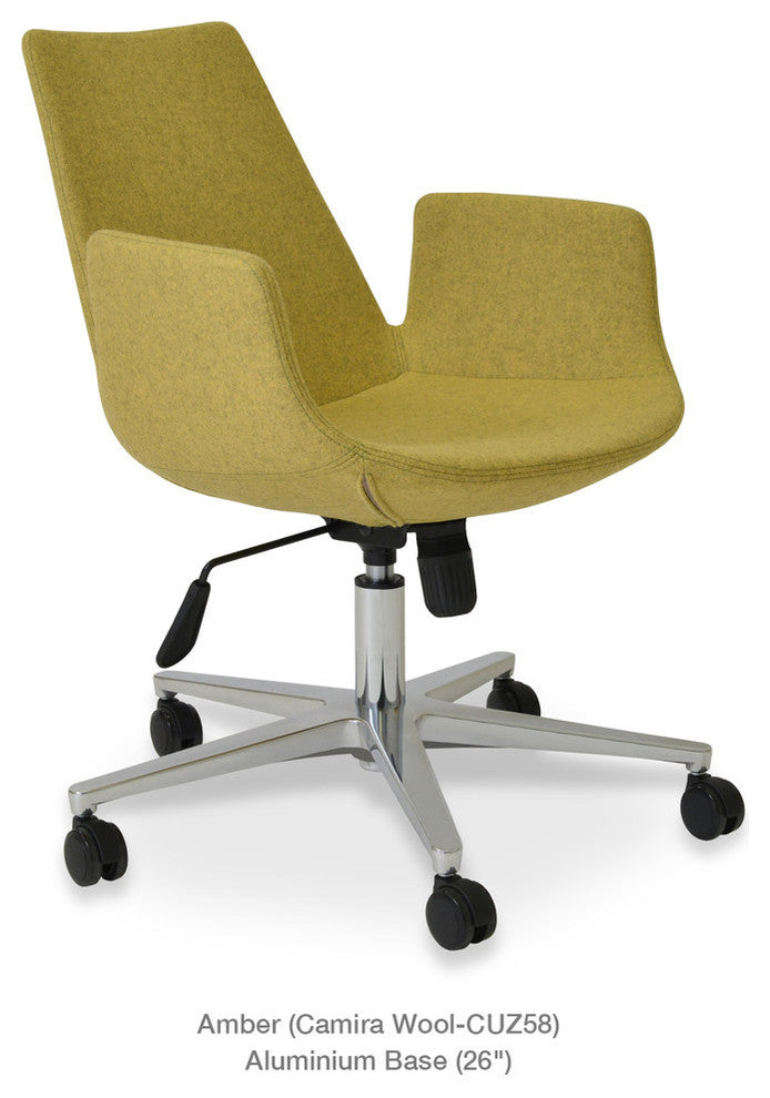 Eiffel Arm Office Chair, Aluminium Base, White Ppm