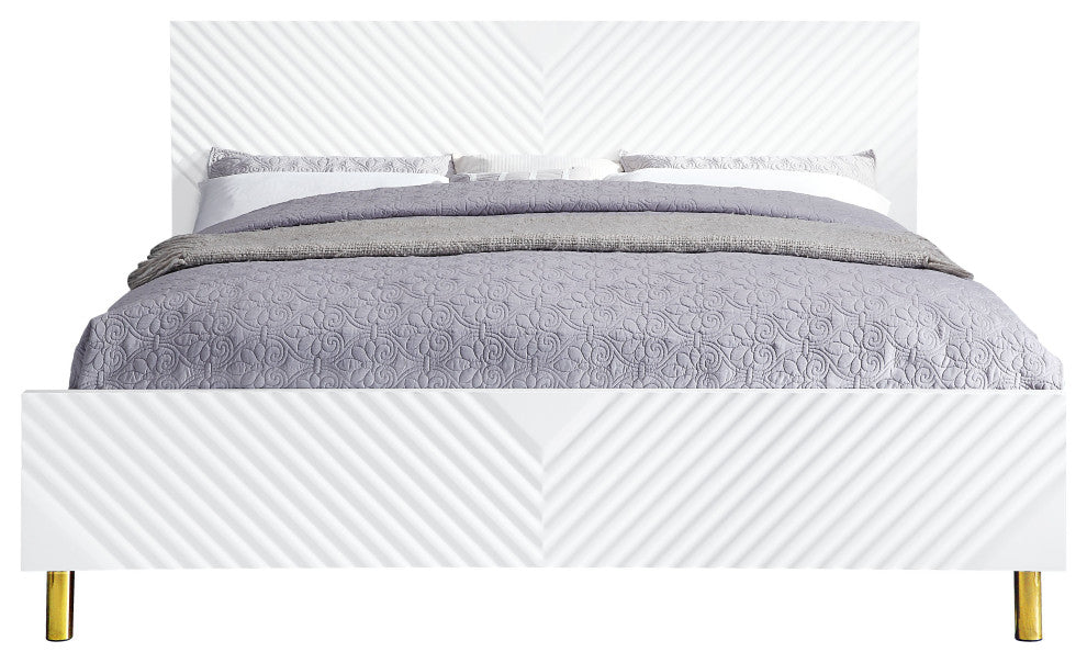 ACME Gaines Eastern King Bed, White High Gloss Finish