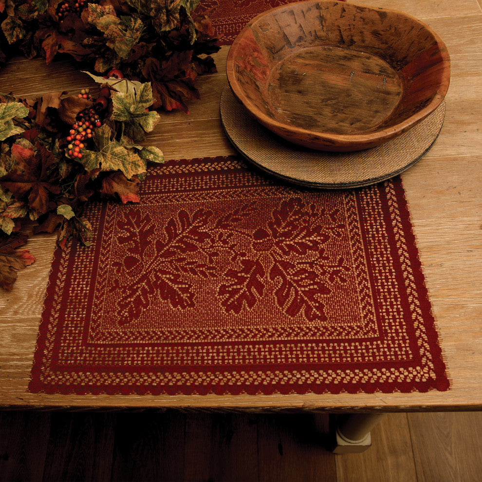 Oak Leaf 14"x20" Placemats (Set of 4), Dark Paprika
