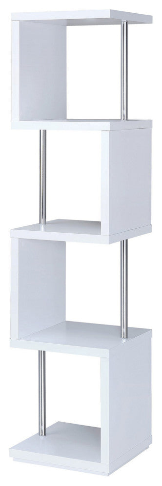 Rectangular 4-Shelf Bookcase, White