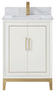 Gracie Bathroom Vanity, Satin White With Carrara Marble, 24"