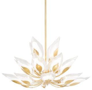 Blossom 20 Light Chandelier, Gold Leaf, Clear Glass
